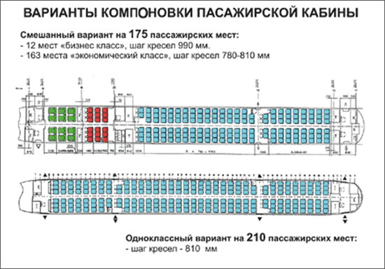 Ту 204 расположение кресел